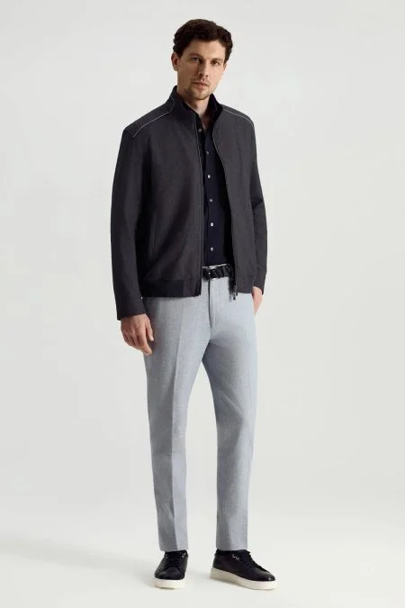 Fermuarlı Yazlık Lacivert Mont