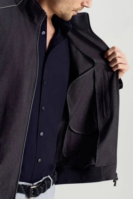 Fermuarlı Yazlık Lacivert Mont