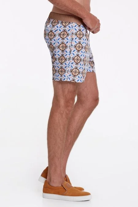 Geometrik Desen Bej Quick Dry Mayo