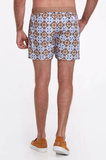 Geometrik Desen Bej Quick Dry Mayo