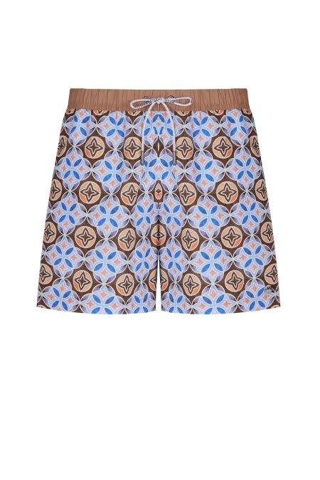 Geometrik Desen Bej Quick Dry Mayo