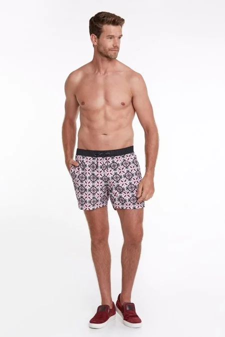 Geometrik Desen Siyah Quick Dry Mayo