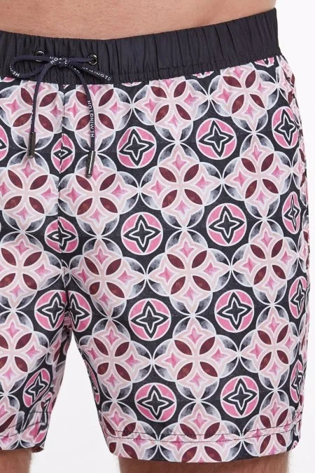 Geometrik Desen Siyah Quick Dry Mayo