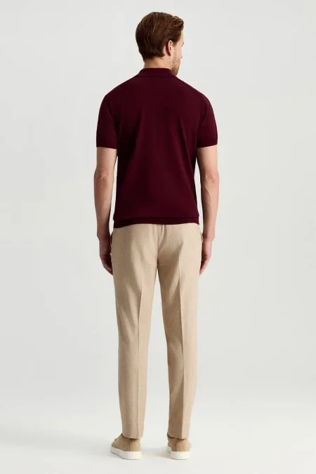 Giza Pamuk Argyle Desen Bordo Triko Polo