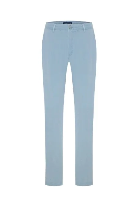 Saf Pamuk Gök Mavisi Yazlık Chino Pantolon