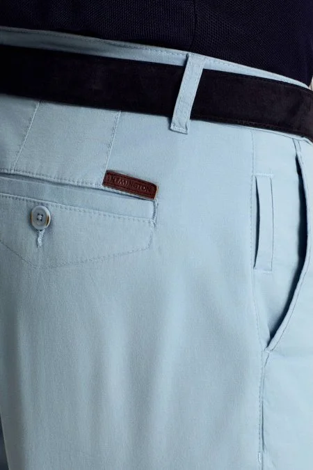 Saf Pamuk Gök Mavisi Yazlık Chino Pantolon