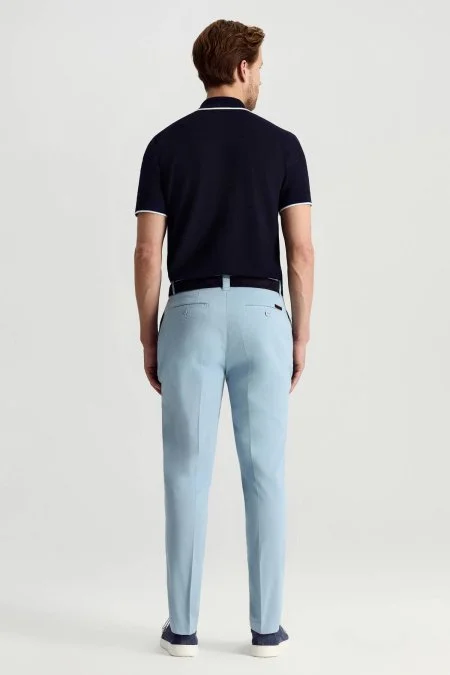 Saf Pamuk Gök Mavisi Yazlık Chino Pantolon