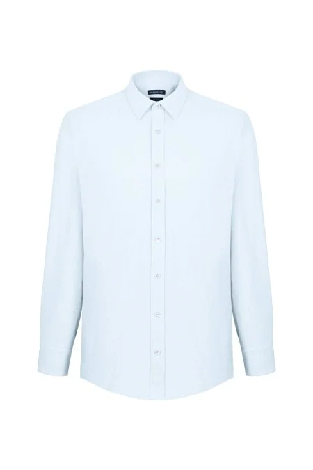 Gök Mavisi Saf Pamuk Gömlek