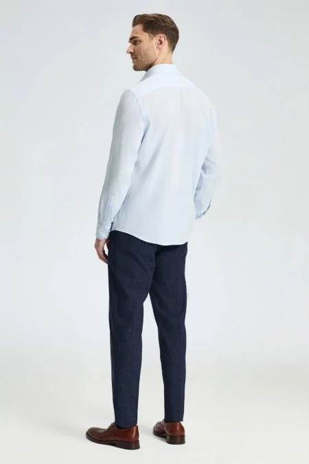 Gök Mavisi Saf Pamuk Gömlek