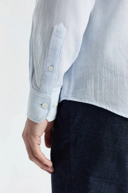 Gök Mavisi Saf Pamuk Gömlek