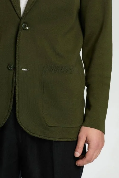 Haki Merserize Pamuk Triko Blazer Ceket