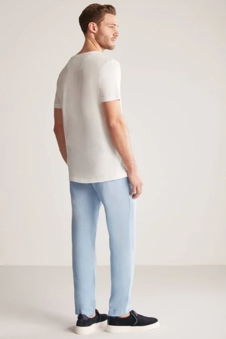 Hemington Baskılı Keten Pamuk Karışım Beyaz T-Shirt