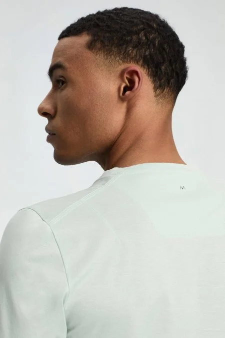 Hemington Baskılı Merserize Pamuk Açık Yeşil Bisiklet Yaka T-Shirt