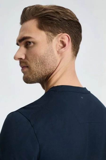 Hemington Baskılı Merserize Pamuk Lacivert Bisiklet Yaka T-Shirt