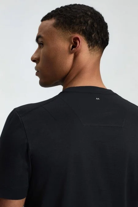 Hemington Baskılı Merserize Pamuk Siyah Bisiklet Yaka T-Shirt