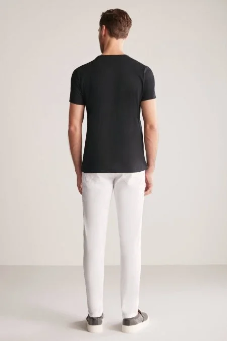 Hemington Kabartma Baskılı Siyah Pima Pamuk T-Shirt