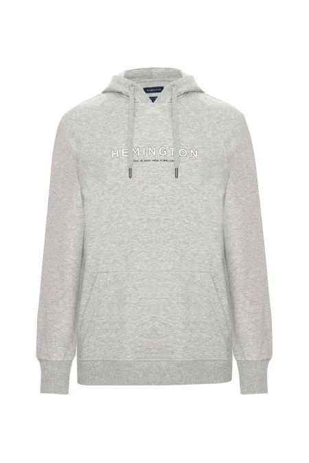 Hemington Logolu Kapüşonlu Açık Gri Hoody