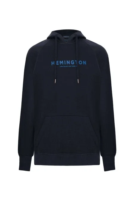 Hemington Logolu Kapüşonlu Lacivert Hoody