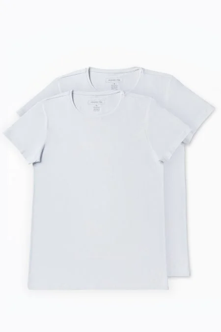 İkili Beyaz İç Giyim T-Shirt Seti