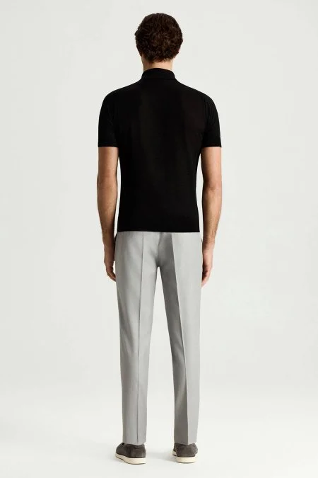 İpek Karışım Siyah Triko Polo