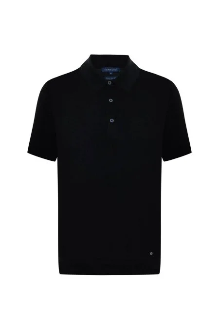 İpek Karışım Siyah Triko Polo