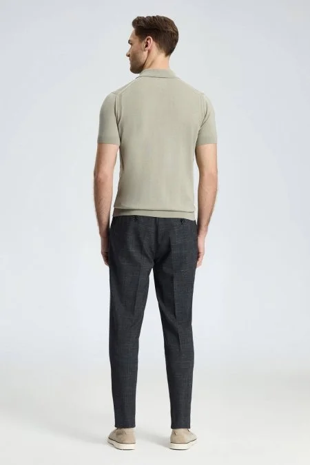 İpek Pamuk Karışım Fermuar Detaylı Yeşil Triko Polo