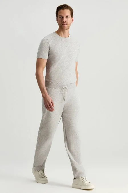 İtalyan İplik Açık Gri Triko Lounge Pantolon