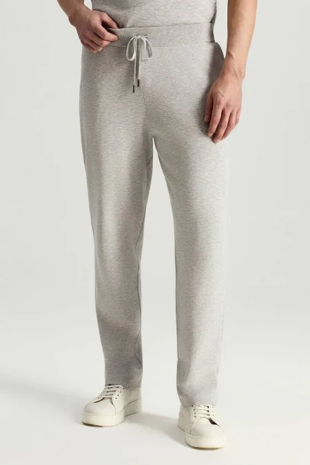 İtalyan İplik Açık Gri Triko Lounge Pantolon
