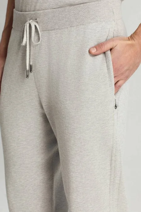 İtalyan İplik Açık Gri Triko Lounge Pantolon