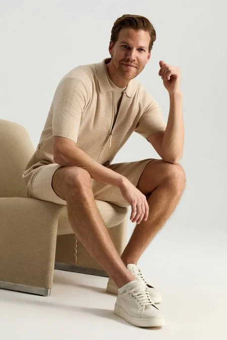 İtalyan İplik Bej Triko Lounge Hırka