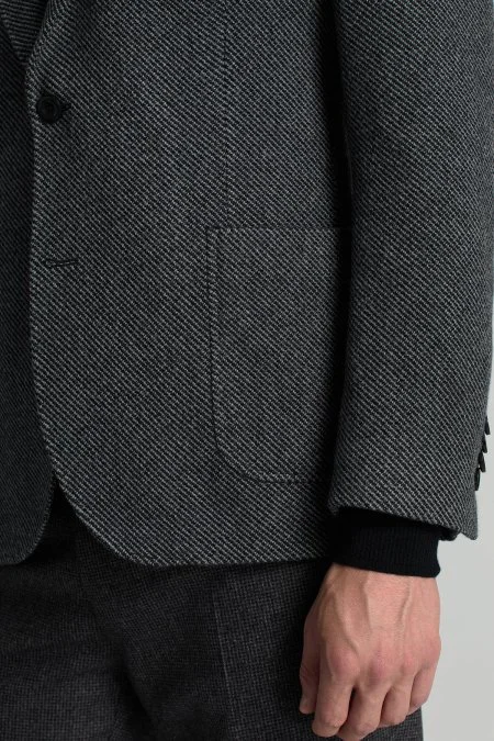 İtalyan Kaşmir Yün Karışım Siyah Blazer Ceket