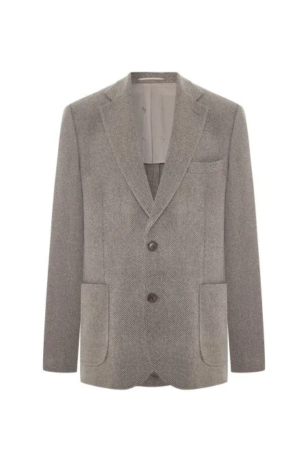 İtalyan Kaşmir Yün Karışım Tütün Rengi Blazer Ceket