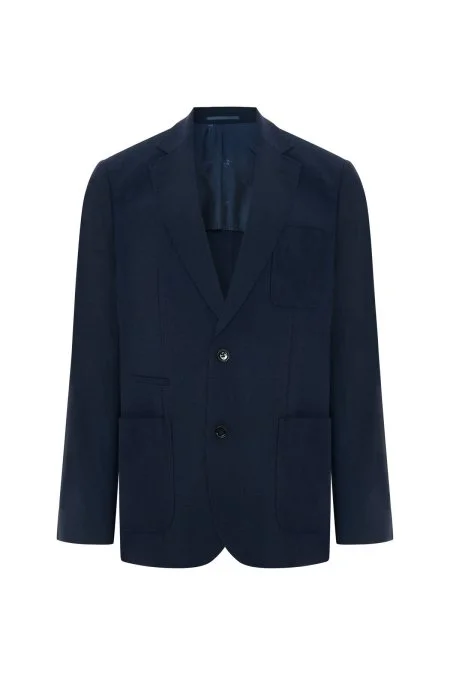 İtalyan Keten-Yün Lacivert Yazlık Blazer Ceket