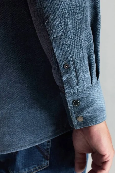 İtalyan Kumaş Kent Yaka Açık Mavi Ceket Gömlek