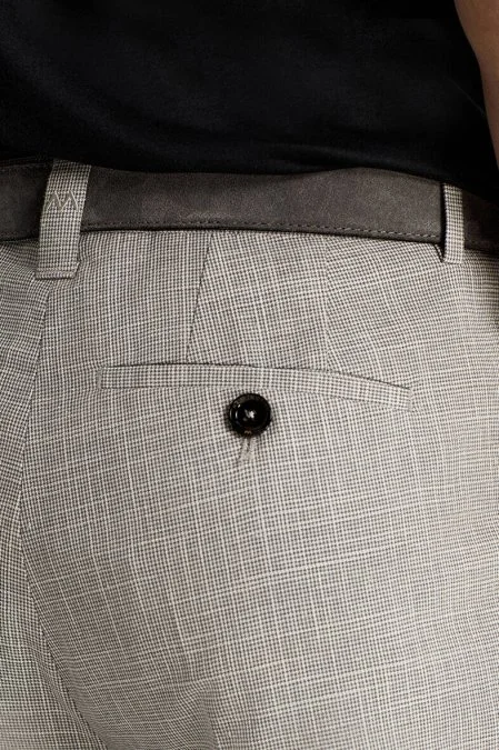 İtalyan Saf Yün Açık Gri Klasik Dokuma Pantolon