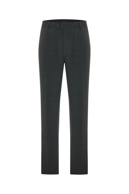 İtalyan Saf Yün Antrasit Klasik Dokuma Pantolon