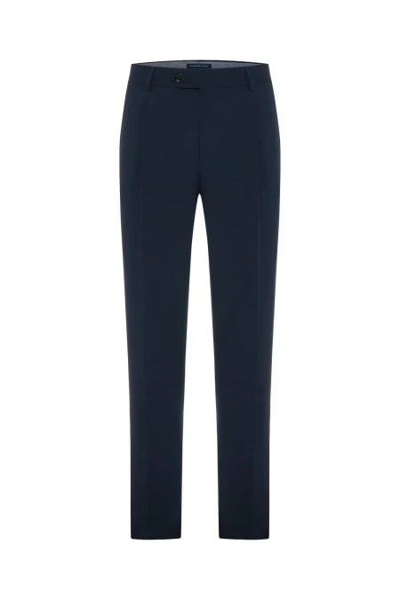 İtalyan Saf Yün Lacivert Klasik Dokuma Pantolon