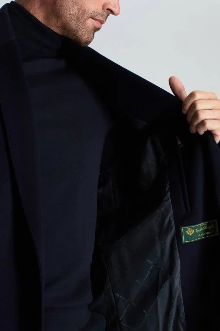 İtalyan Saf Yün Lacivert Palto