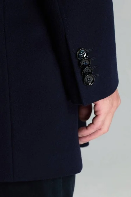 İtalyan Saf Yün Lacivert Palto