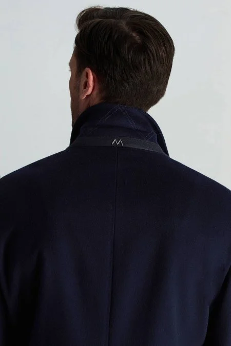 İtalyan Saf Yün Lacivert Palto