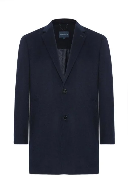 İtalyan Saf Yün Lacivert Palto