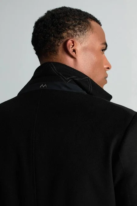 İtalyan Saf Yün Siyah Palto