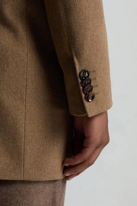 İtalyan Saf Yün Tütün Rengi Palto