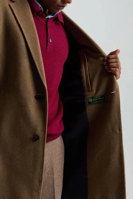 İtalyan Saf Yün Tütün Rengi Palto