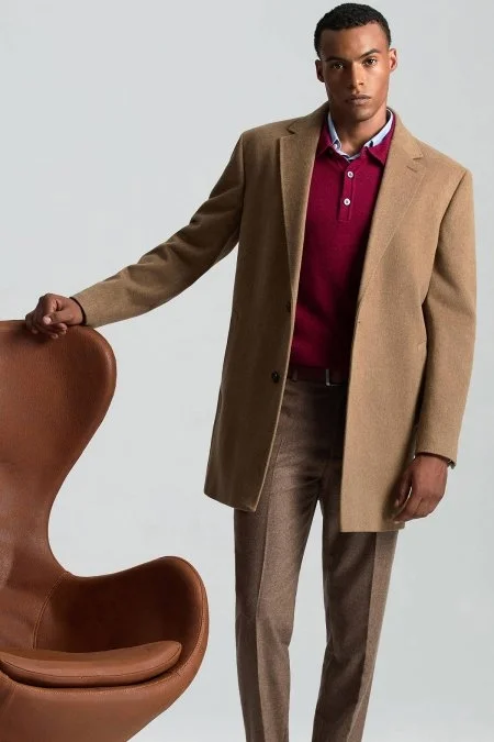 İtalyan Saf Yün Tütün Rengi Palto
