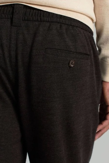 İtalyan Yün Bağcık Detaylı Kahverengi Relax Pantolon