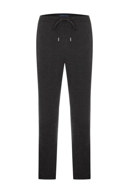 İtalyan Yün Bağcık Detaylı Kahverengi Relax Pantolon