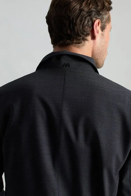 İtalyan Yün Fermuarlı Koyu Mavi Spor Ceket