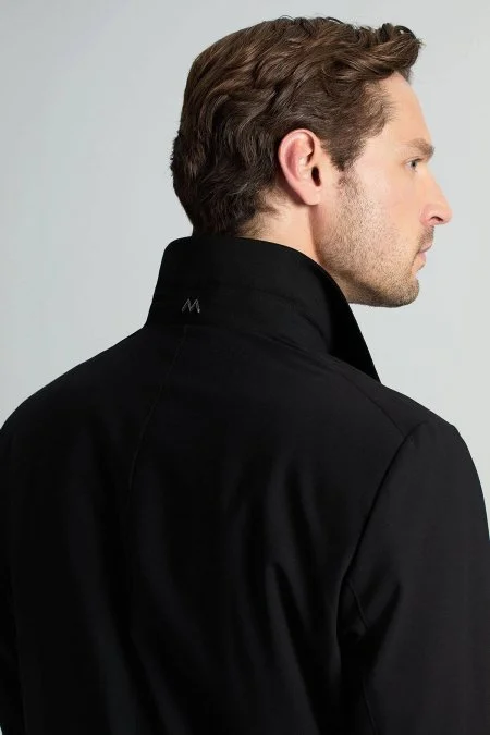 İtalyan Yün Fermuarlı Siyah Spor Ceket