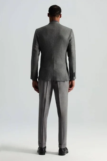 İtalyan Yün Kaşmir Karışım Gri Blazer Ceket